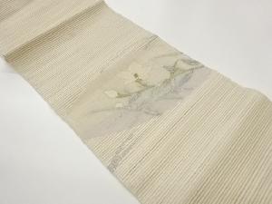 絽花に草葉模様織出し名古屋帯